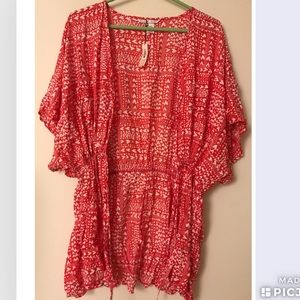 red and white hearts kimono coverup